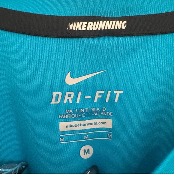 Nike Dri-Fit Men’s Running Shirt Short Sleeve Turquoise Size M Unisex Workout - Picture 6 of 6